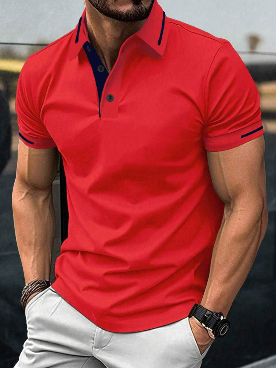 Men's Polo Shirt Modern Stand-Up Collar Lightweight Cotton Shirt