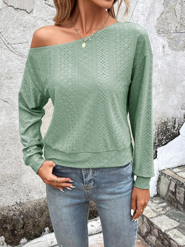 Women's Sweatshirt Casual Asymmetric Eyelet Pattern Trendy