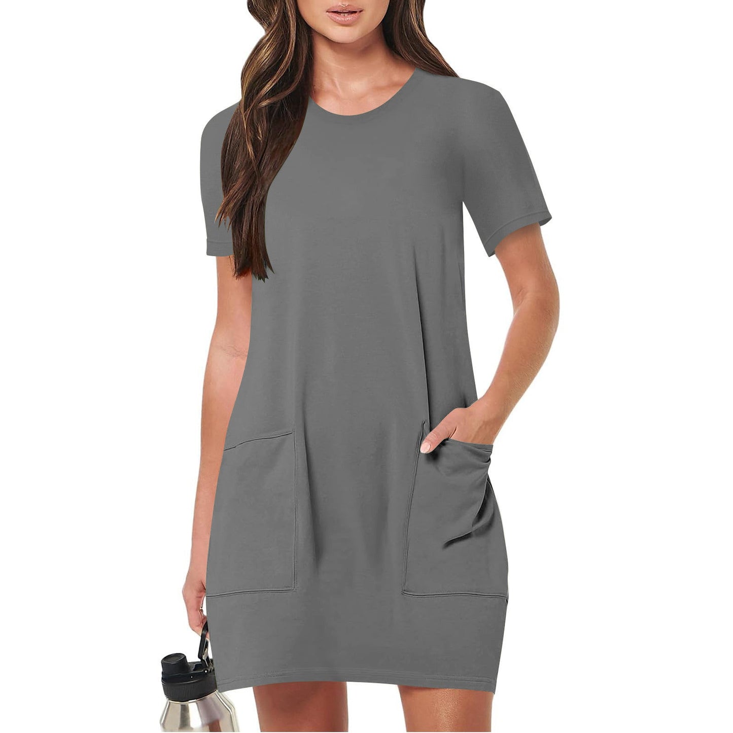 Damen Leichtes Sommerkleid mit Taschen