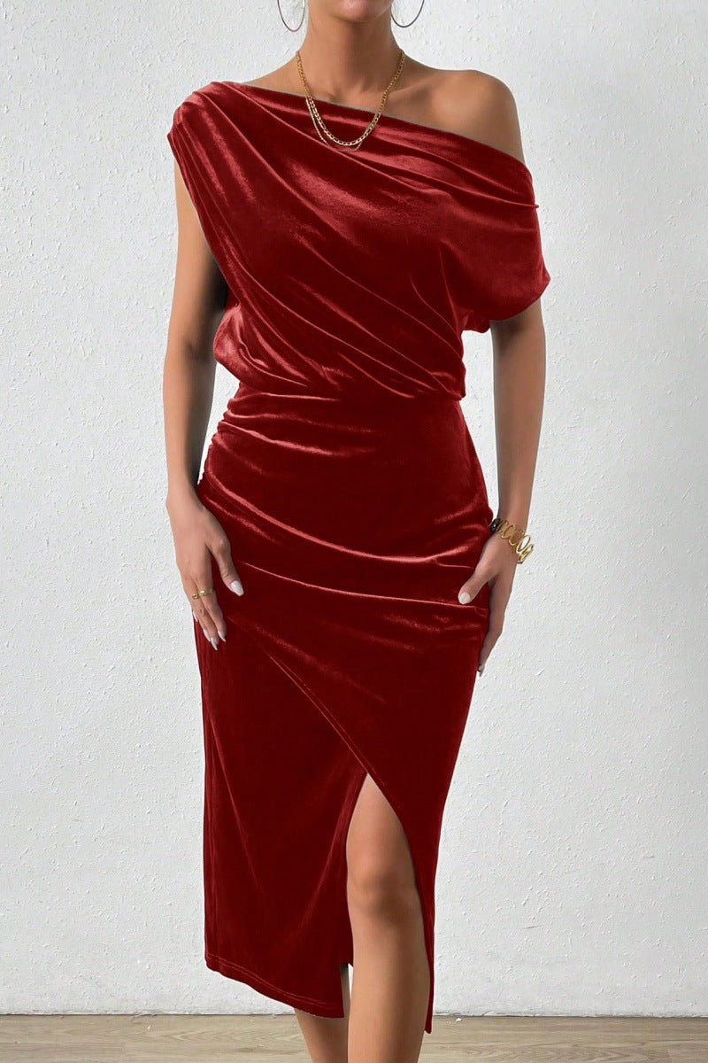 Women's Summer Dress Elegant Off-the-Shoulder Midi Dress