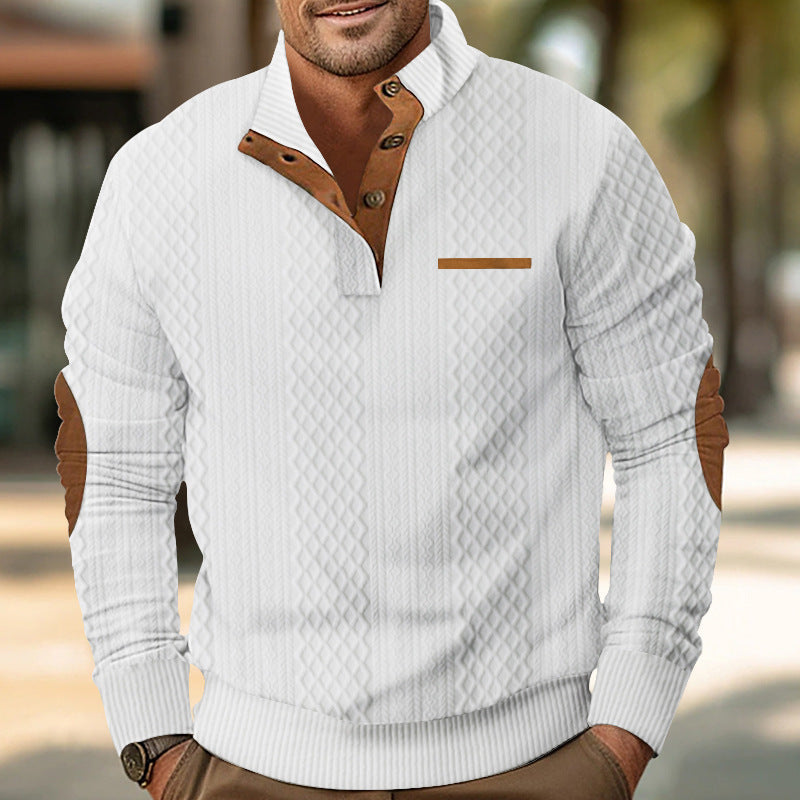 Men's Modern Textured Collar Knitted Sweater