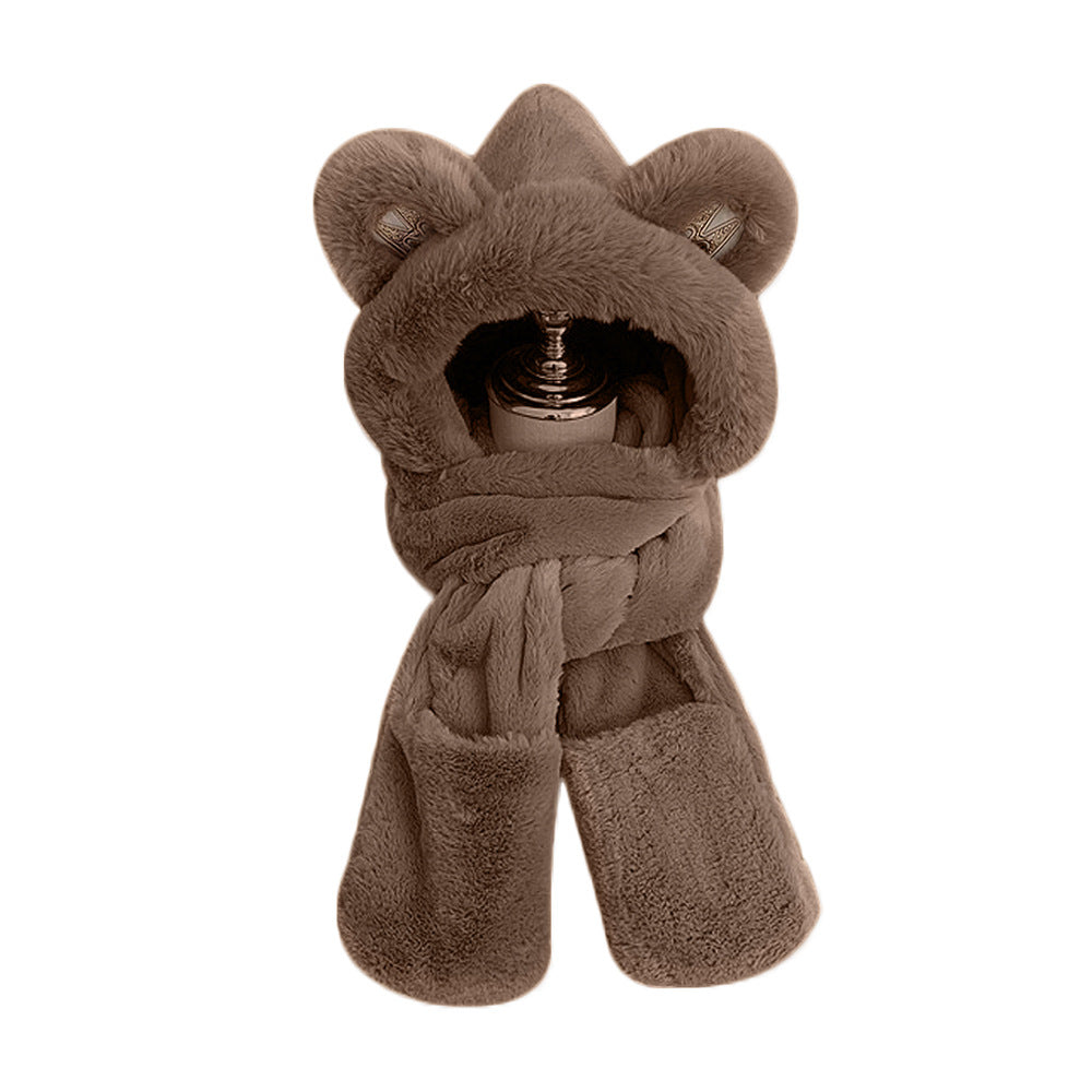 Women's Plush Scarf Hood Ear Protection Warm