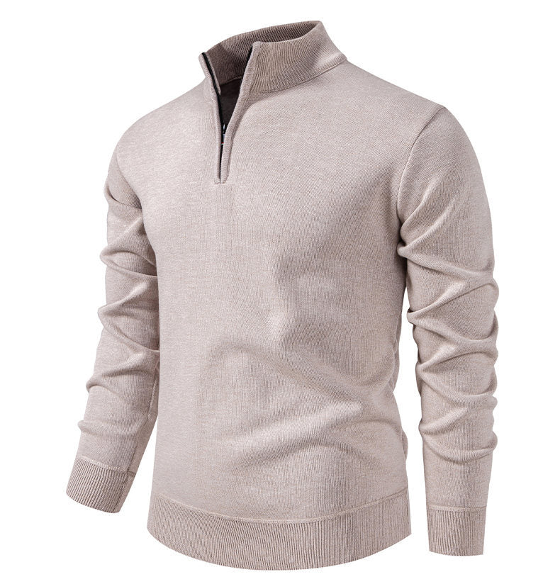 Men's Knitted Jumper Short Zip High Collar Elegant
