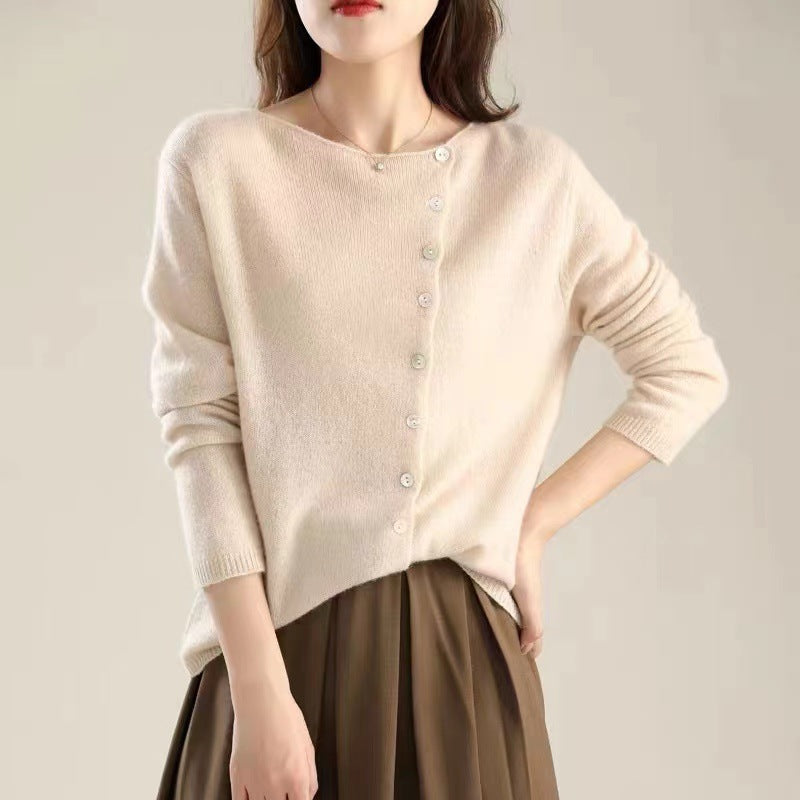 Elegant Long-Sleeve Button-Up Sweater for Women