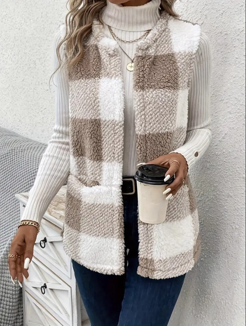 Women's Vest Plaid Cozy Elegant
