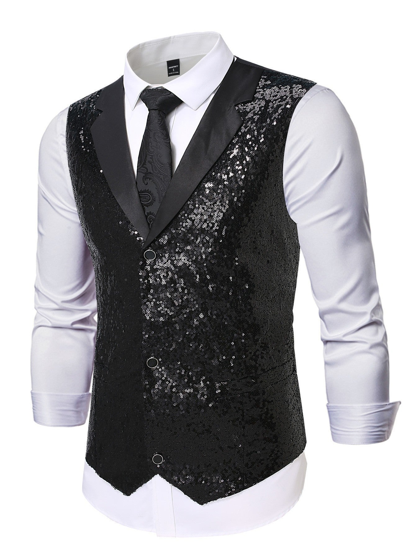 Men's Suit Vest Glitter Effect Classic Style