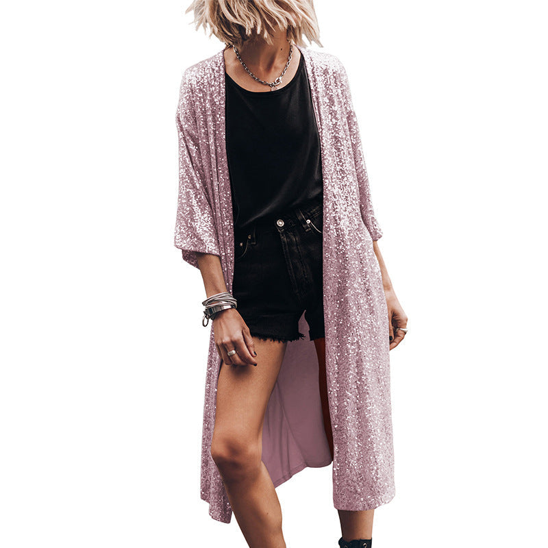 Evening Coat Shiny Fabric Luxury Long