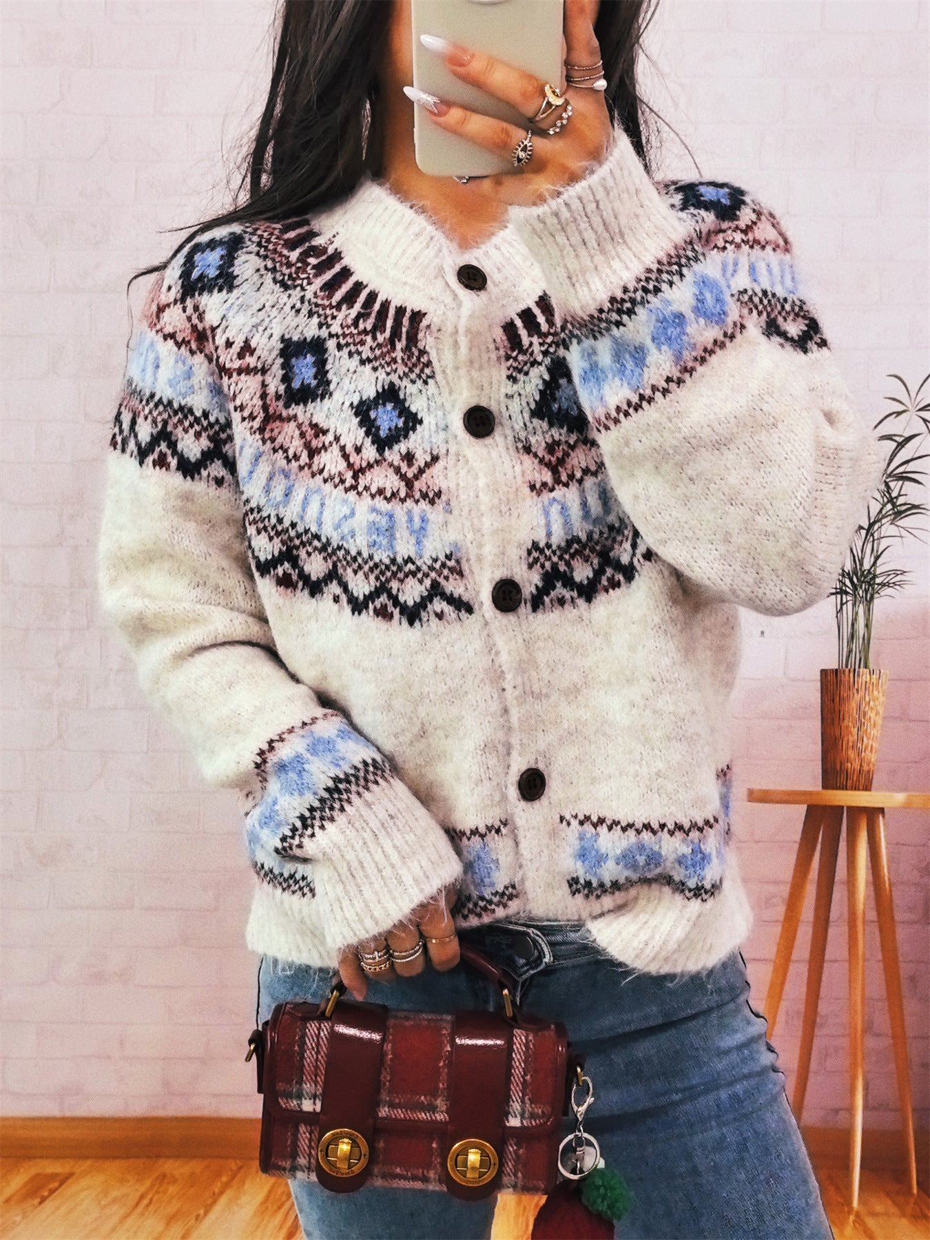 Women's Cardigan Colorful Nordic Generous