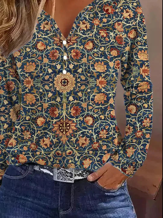 Women's Elegant Ombre Long-Sleeved Shirt with Buttons