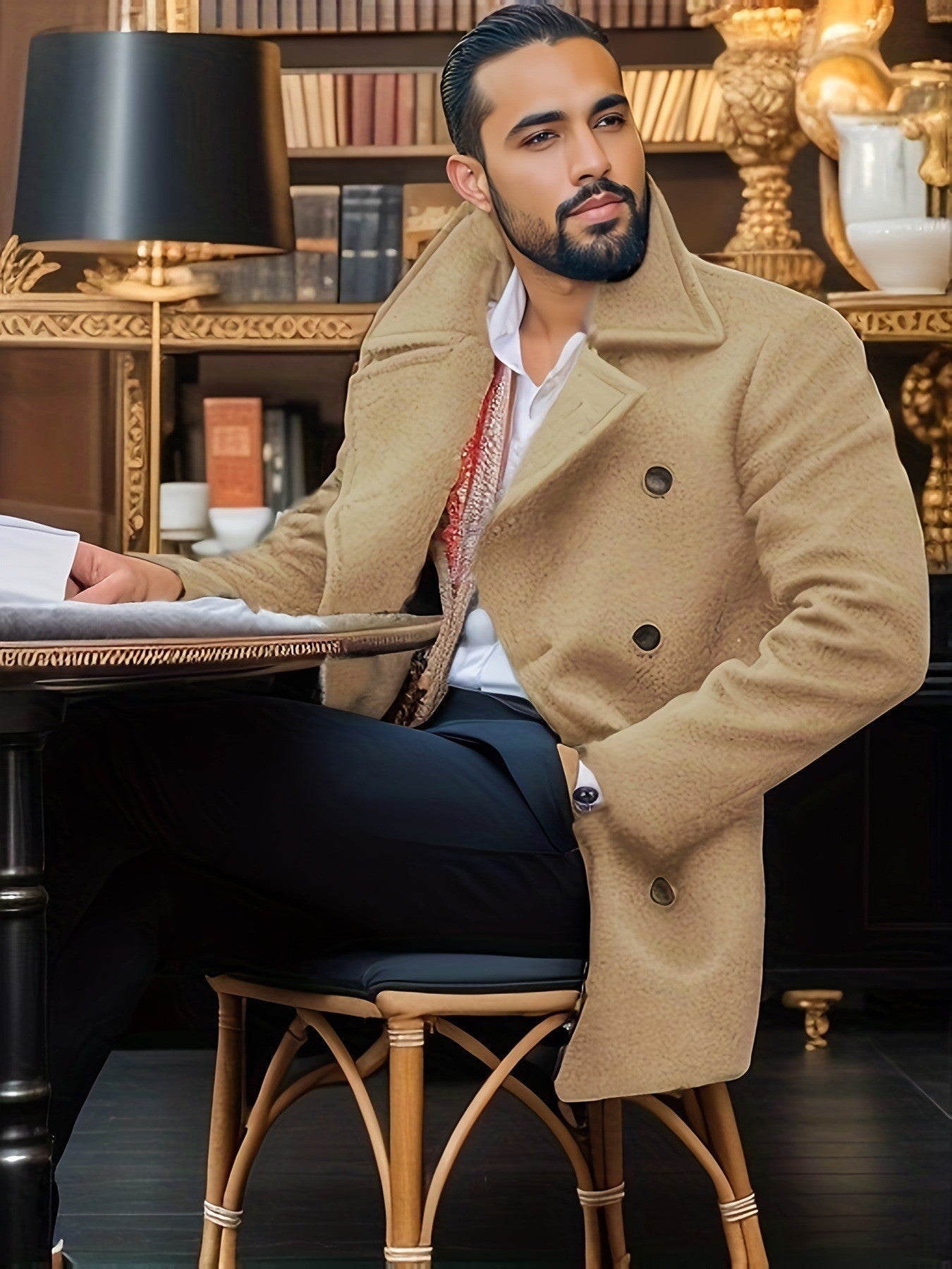 Men's Classic Double-Breasted Coat, Soft Finish