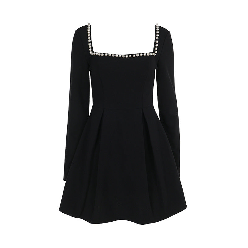Damen Cocktailkleid Elegant Perlendekolleté Partykleid