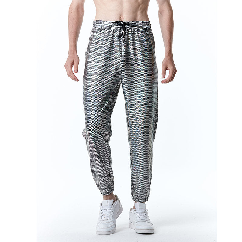 Men's Mesh Pants Metallic Trendy Summer Trousers