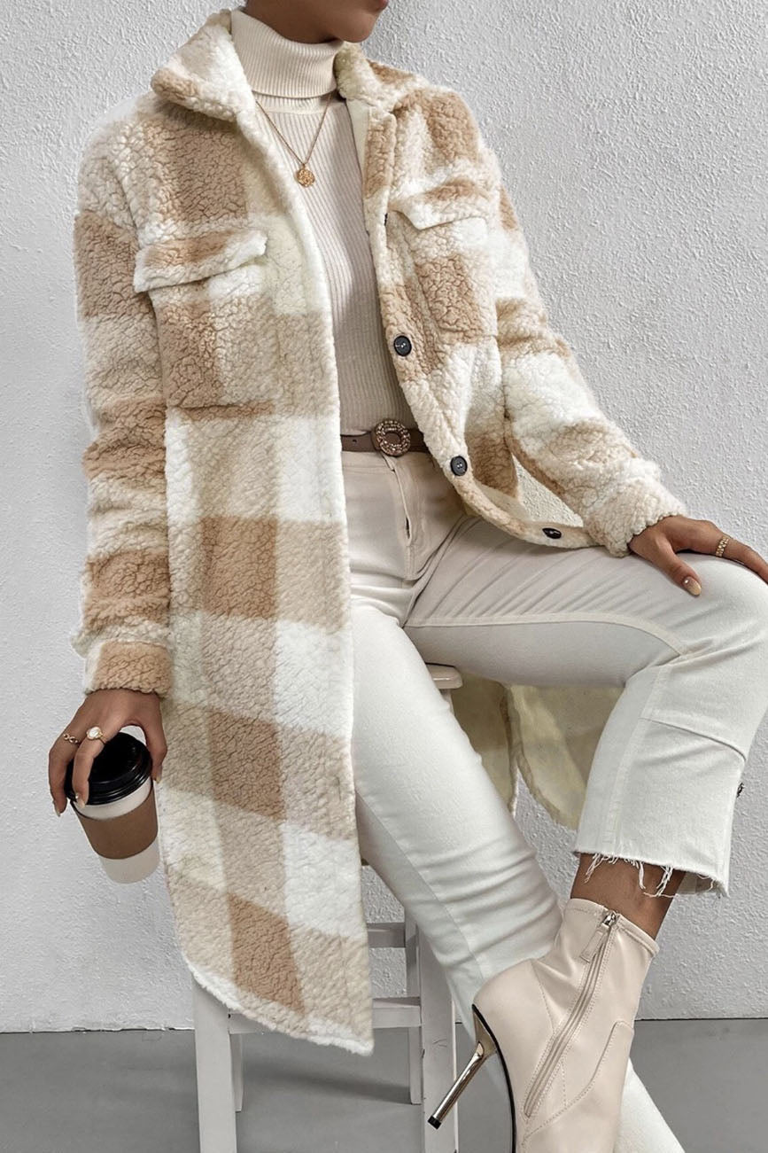 Women's Warm Plaid Teddy Jacket Coat