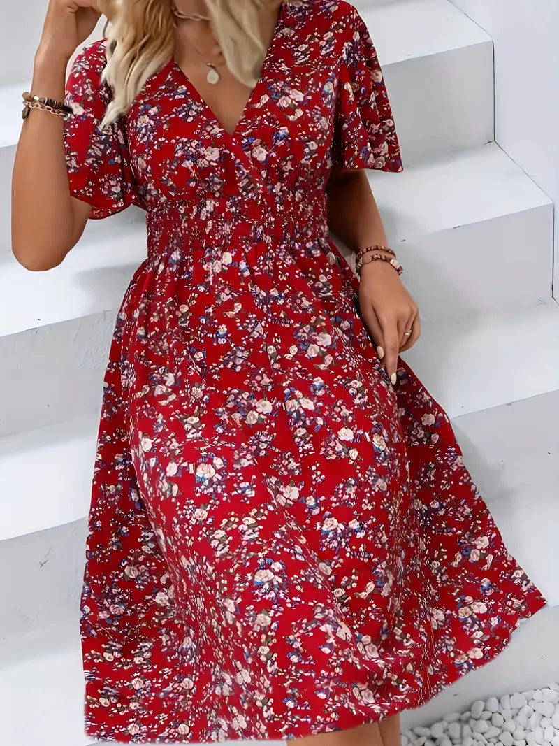 Women's Wrap Dress Floral Print V-Neck Summer Dress