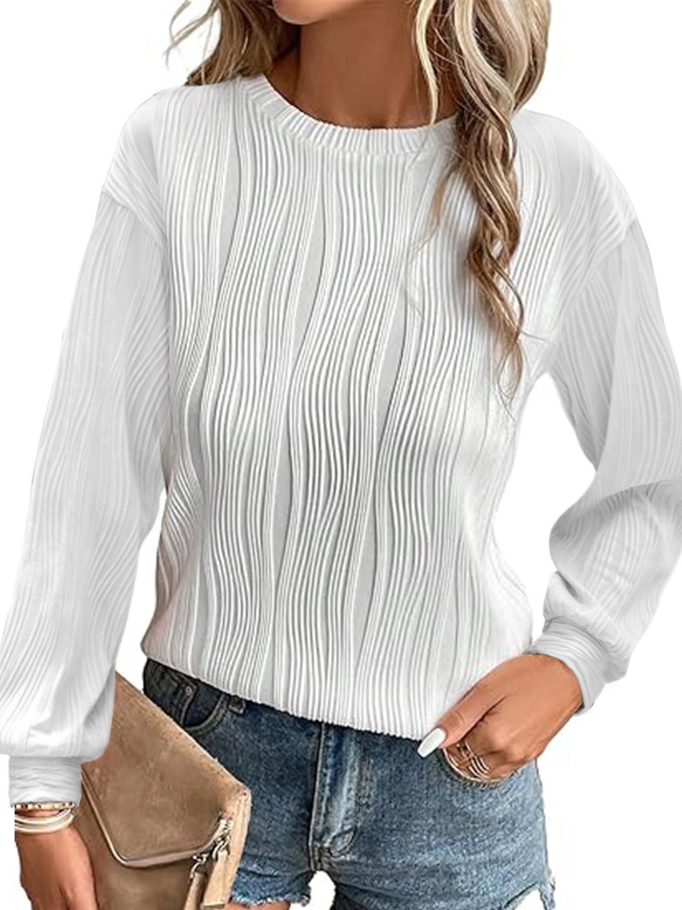 Women's Pleated Long-Sleeved Elegant Sweater