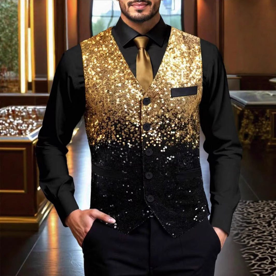 Herren Festweste Glitzer Effekt Design - IdealeKleiden