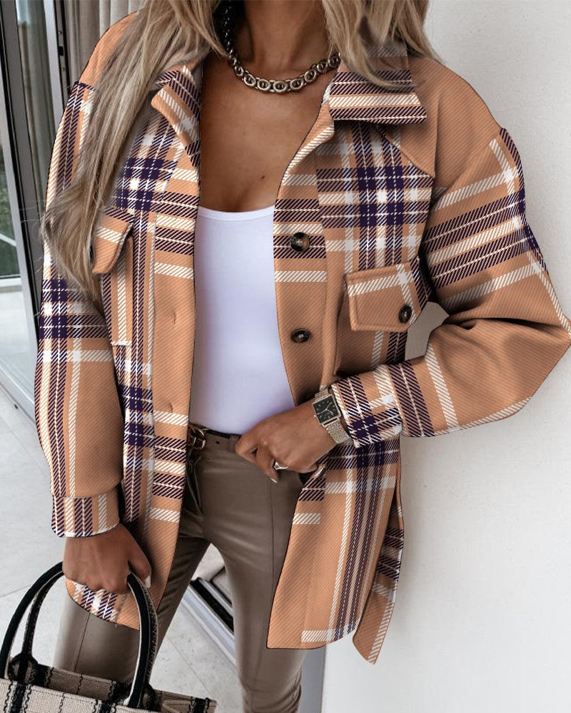 Women's Oversized Flannel Shacket Soft and Comfortable