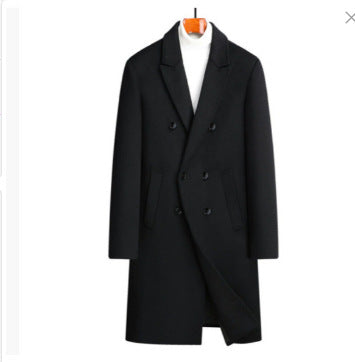 Men's Elegant Double-Vent Wool Coat with Lapel