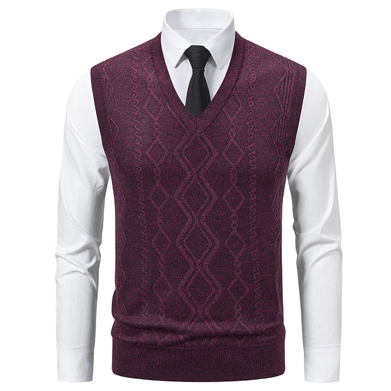 Herren Strickpullover V-Ausschnitt Struktur Optik