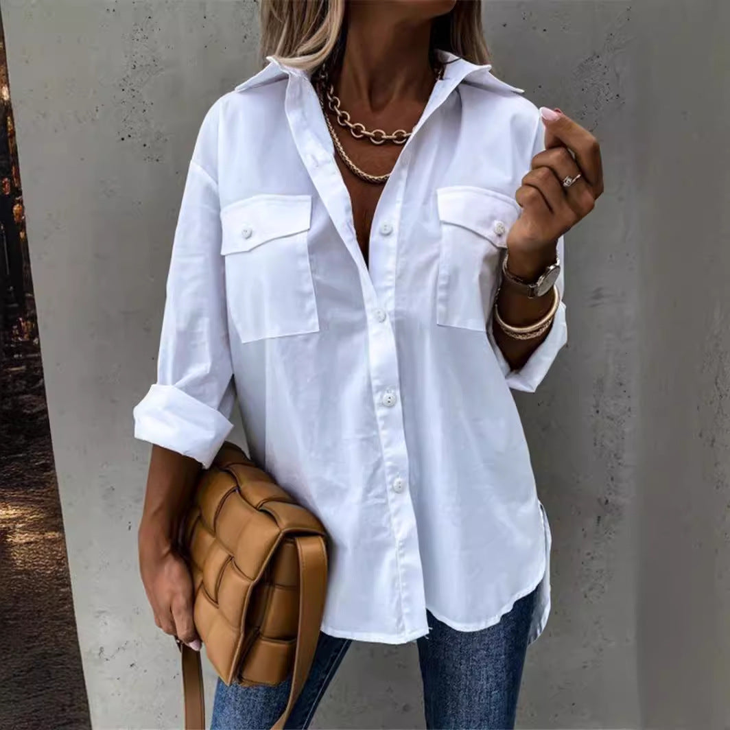 Women's Modern Lightweight Blouse with Chest Pockets