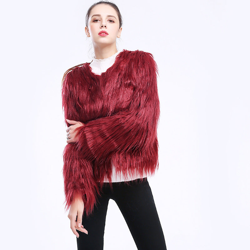 Women's Faux Fur Coat Soft Long-Sleeved Elegant