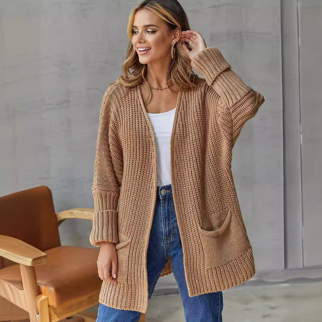Women's Plus Size Ribbed Knit Cardigan Practical