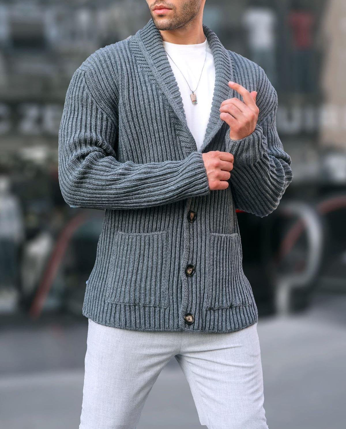 Men's Sweater Cardigan Modern Button Design