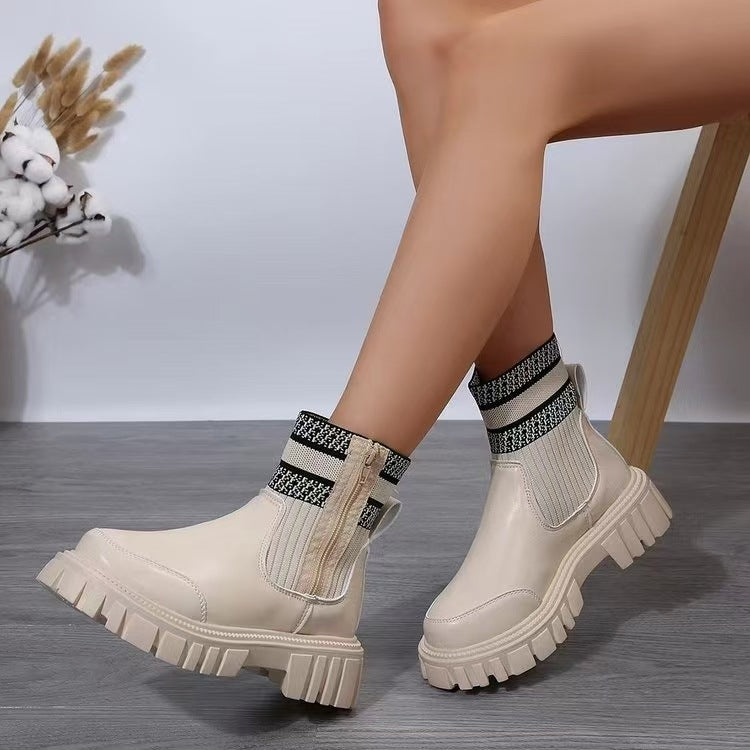 Women's Biker Boots Sturdy Elastic
