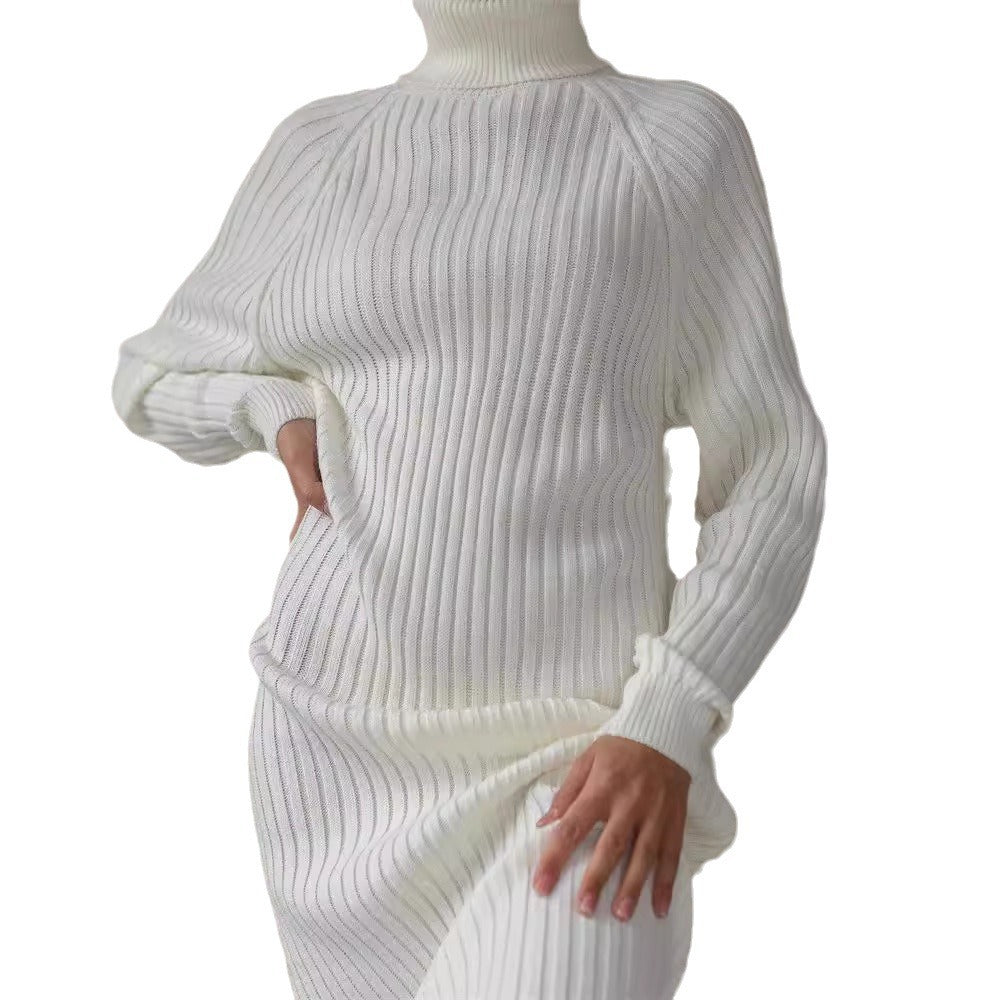 Women's Knitted Dress Elegant Design High Collar