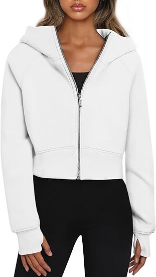 Women's Sporty Short Sleeve Zip-Up Hoodie