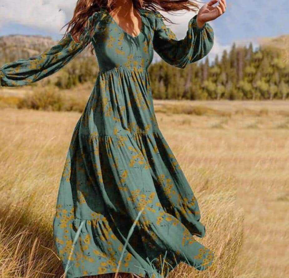 Women's Boho Floral Elegant Long Dress