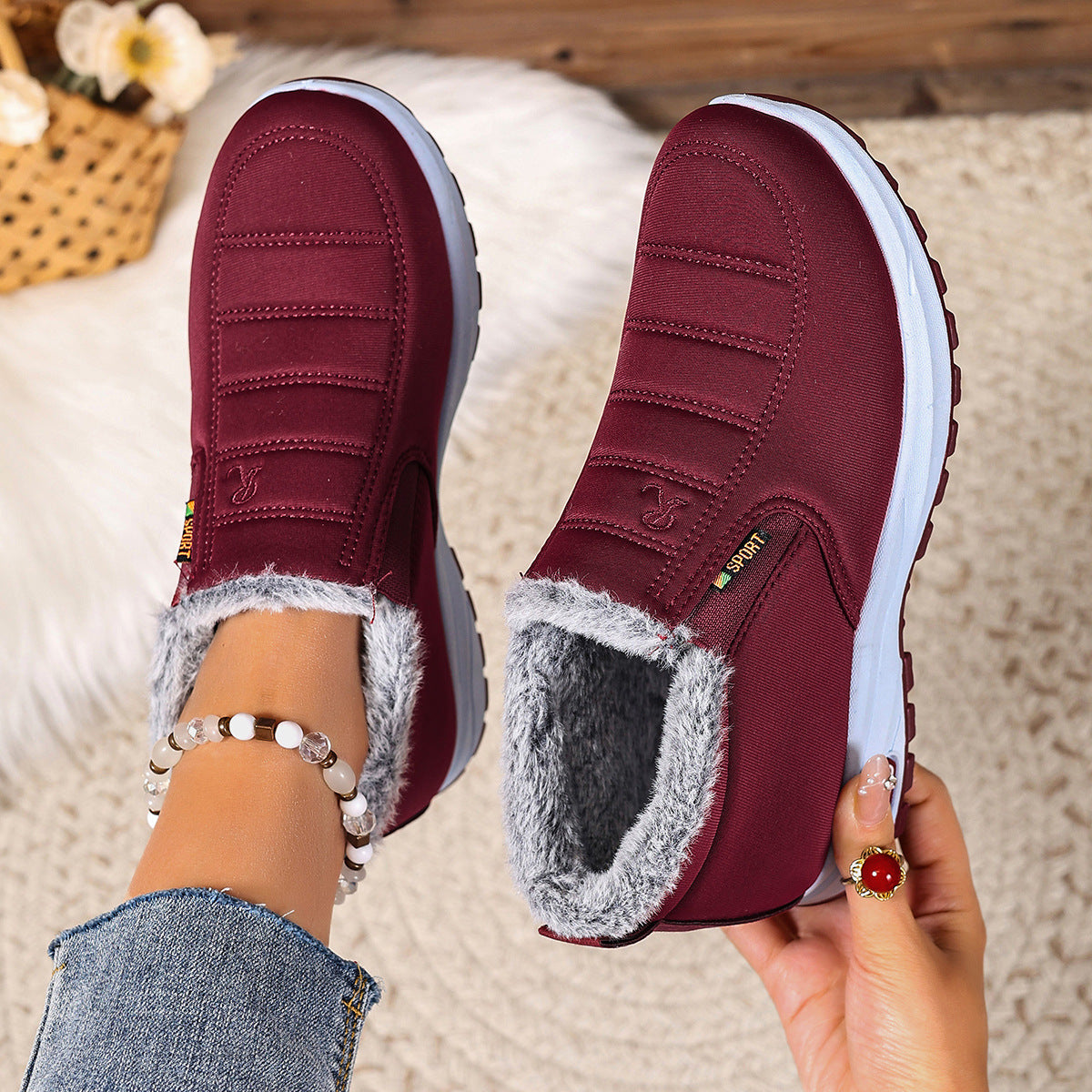 Women's Winter Sneakers Warm Lined Non-slip