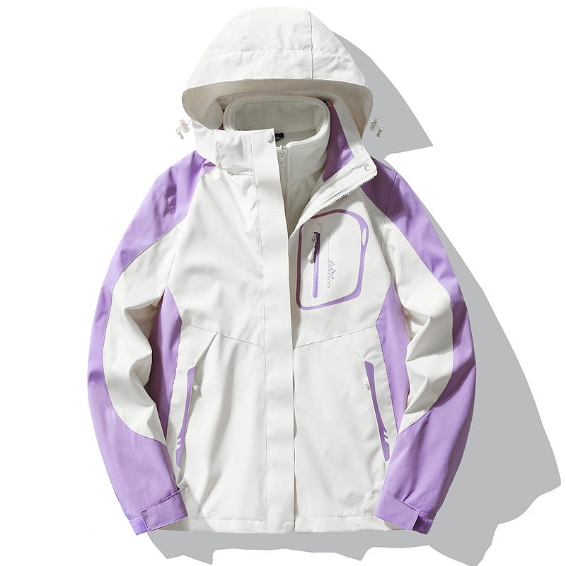 Waterproof outdoor jacket with detachable fleece lining