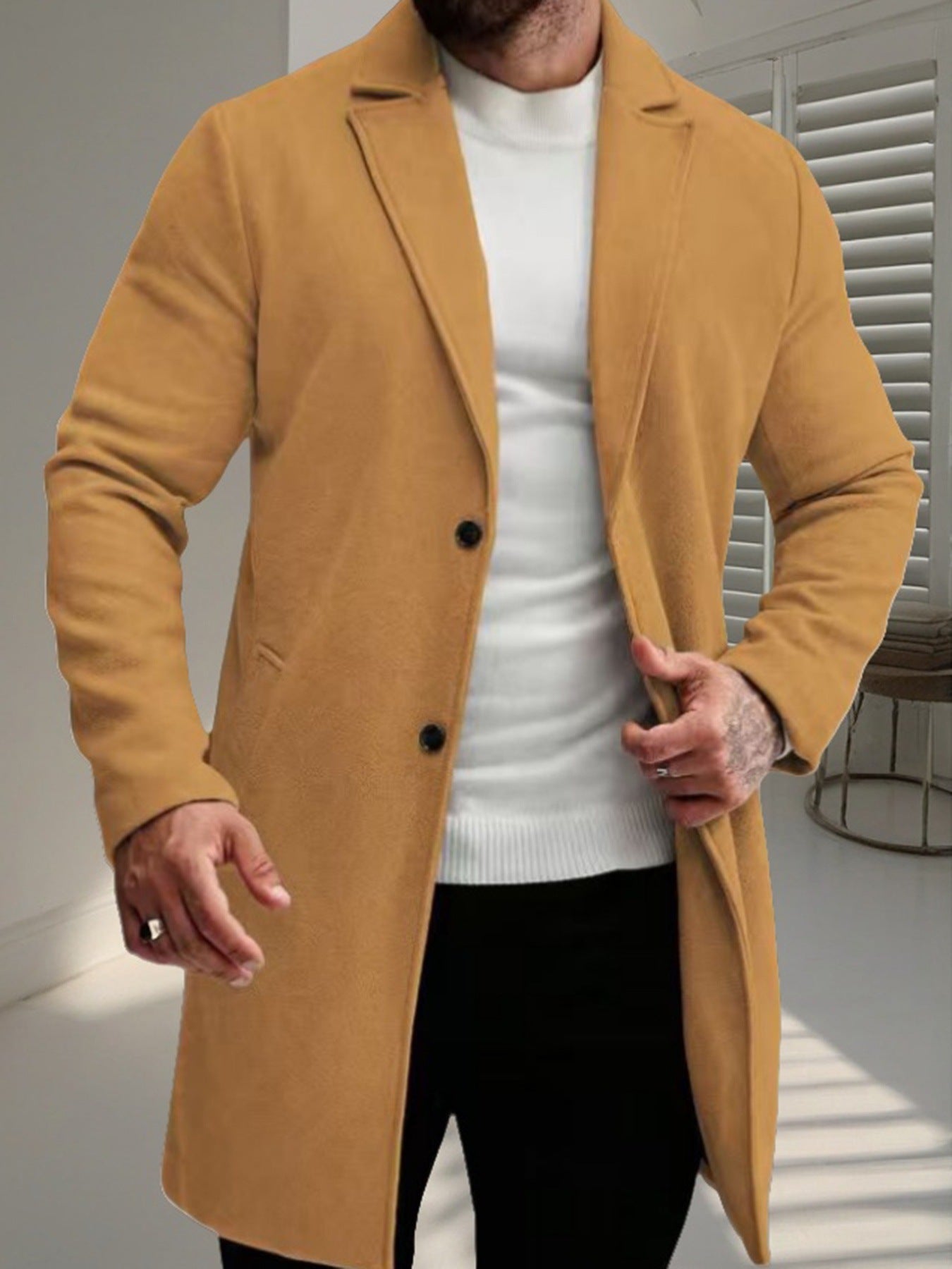 Men's Wool Coat Elegant Stylish Winter