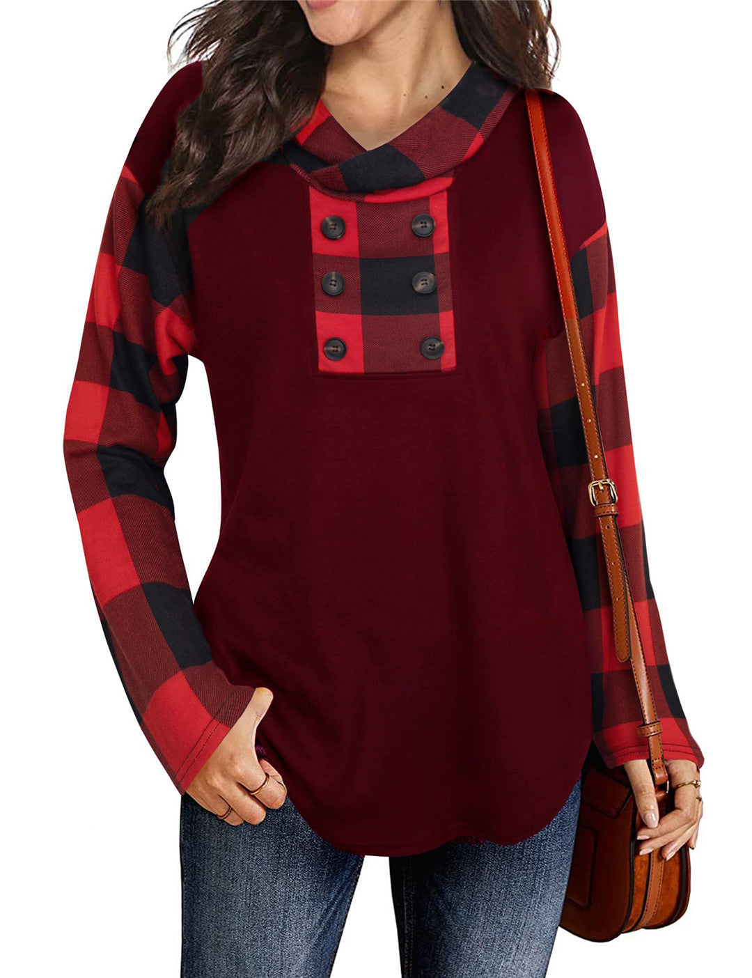Women's Top Asymmetrical Plaid Chic