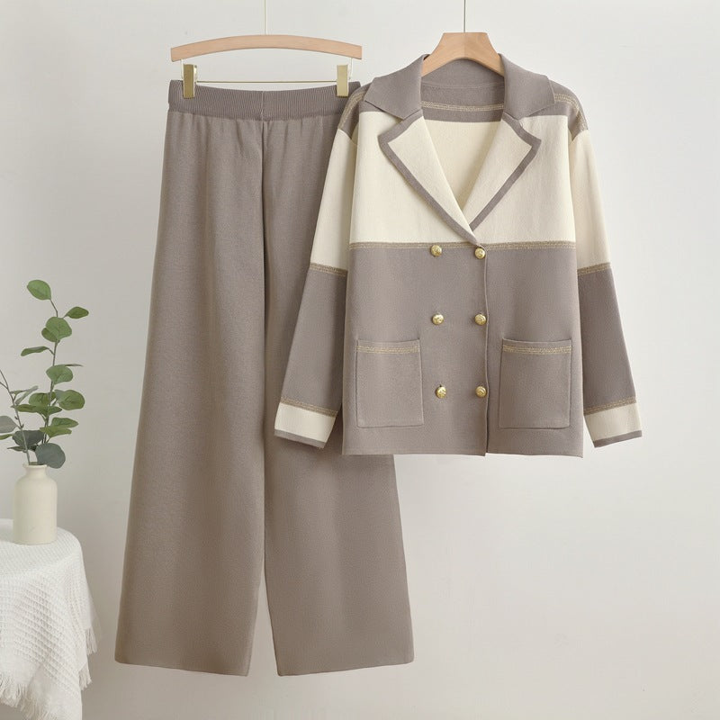 Women's Elegant Lounge Set with Double-Button Detail