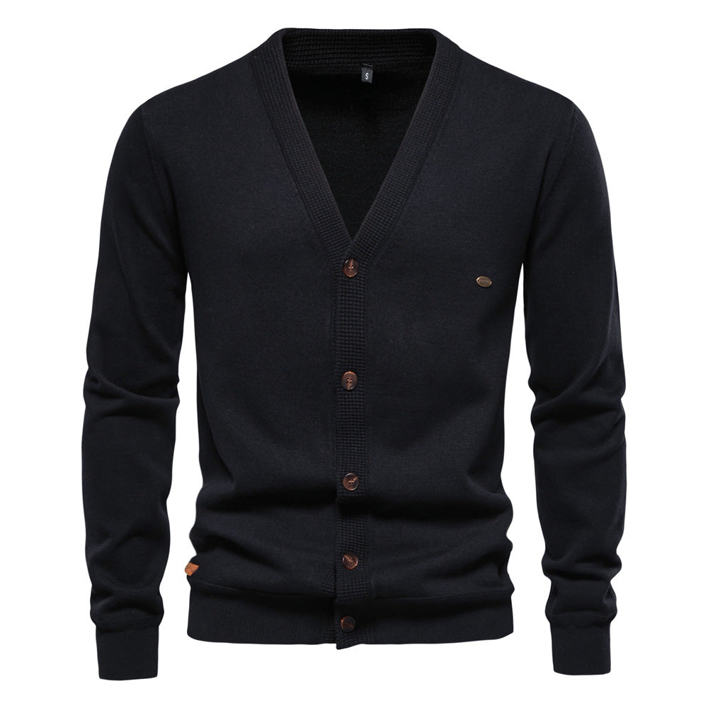 Men's Cardigan V-Neck Modern Wooden Buttons