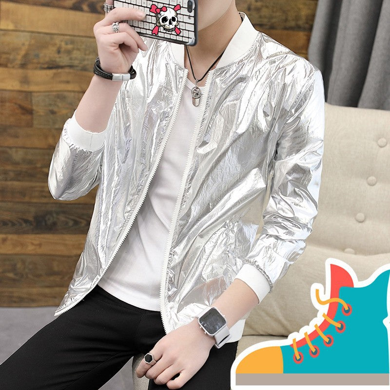 Men's Shiny Modern Style Bomber Jacket