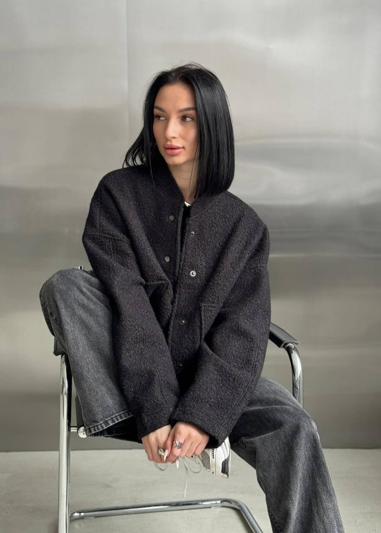 Loose-Fit Fleece Jacket With Button Fastening