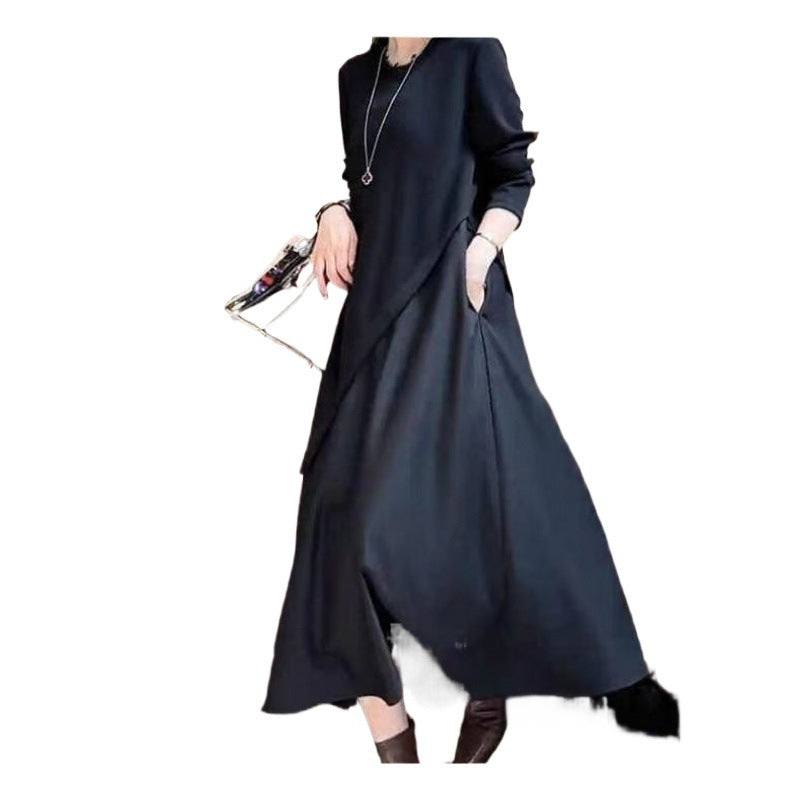 Elegantes Sommerkleid Rundhals Taschen - IdealeKleiden