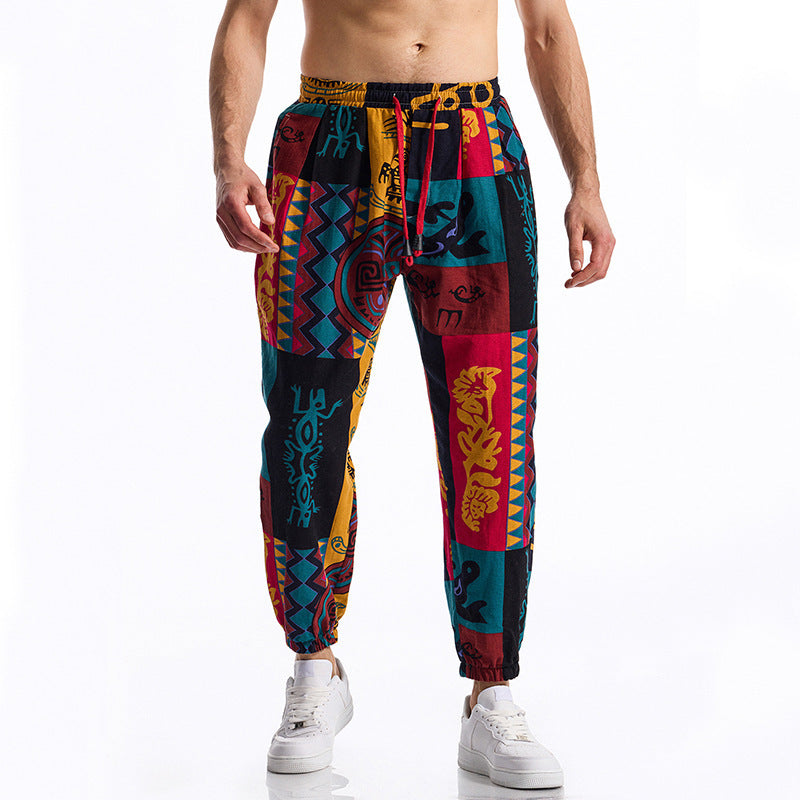 Men's Casual Pants Colorful Patterned Elastic