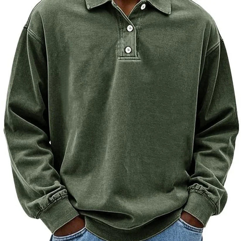 Men's Long-Sleeved Sporty Polo Shirt