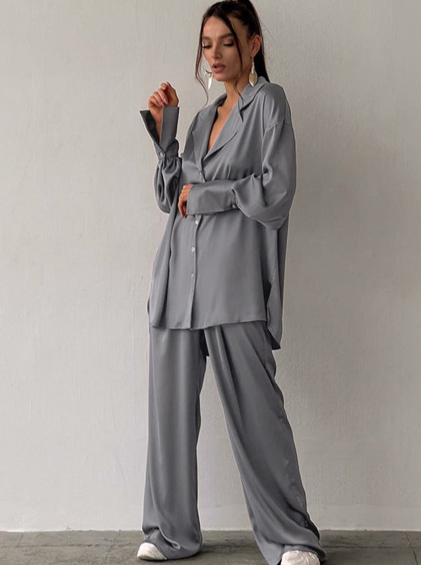 Women's Loungewear Set with Wide-Leg Pants