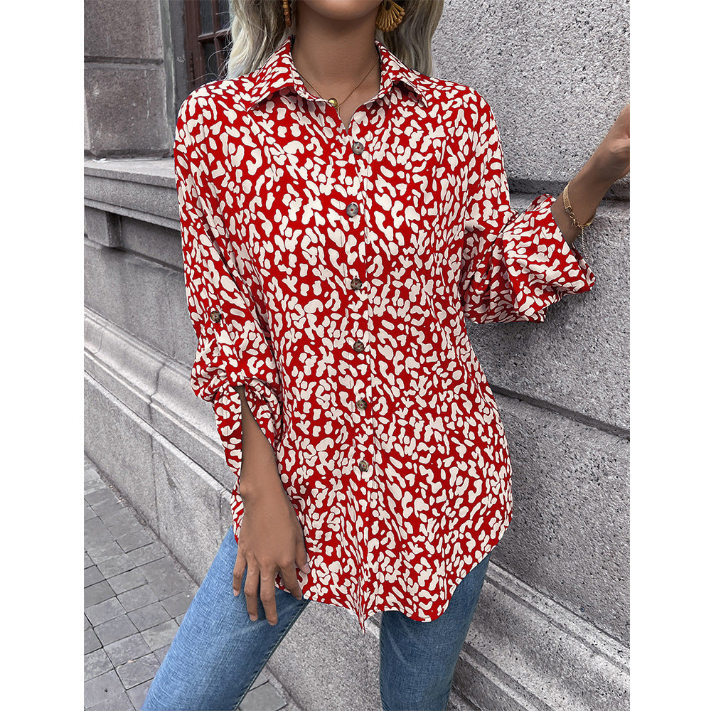 Damenbluse Leicht Animal-Print Komfort-Schnitt