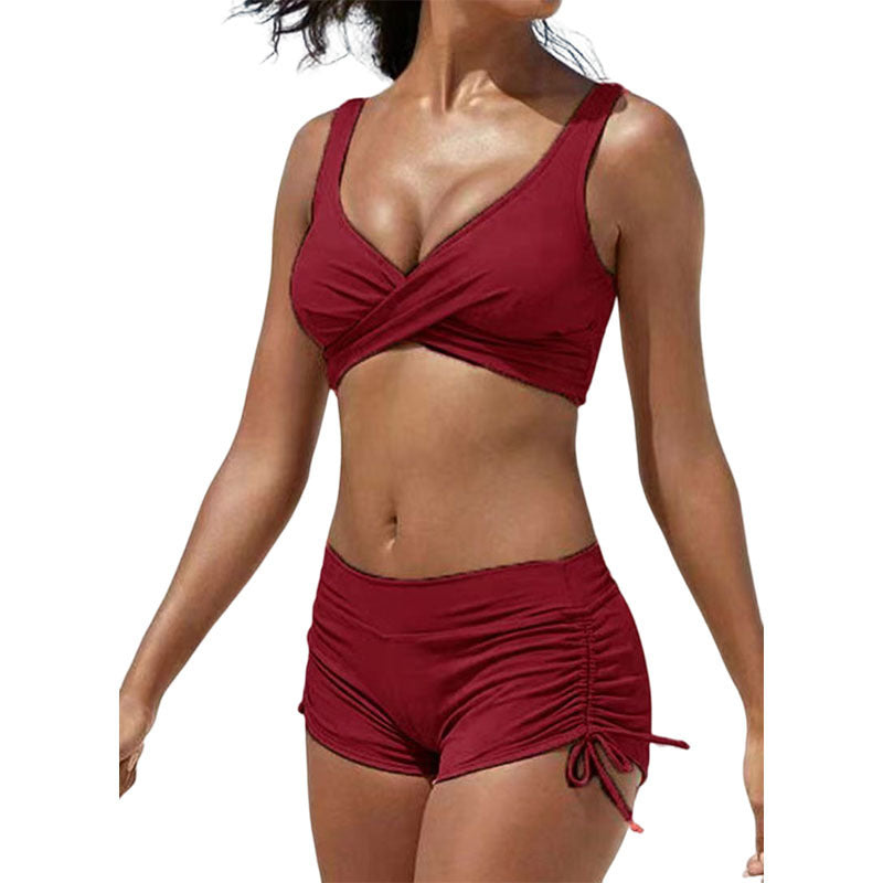 Women's Swimsuit Set Bikini Style Trendy Ruched Look