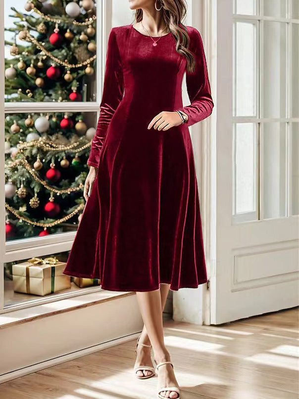 Elegant Women's Velvet Long Sleeve Dress