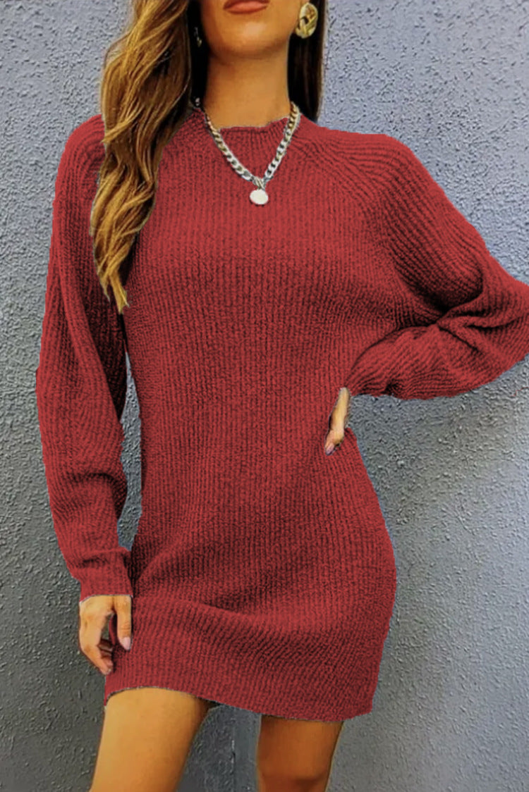 Women's Oversized Knit Dress Round Neck Casual Elegant Design
