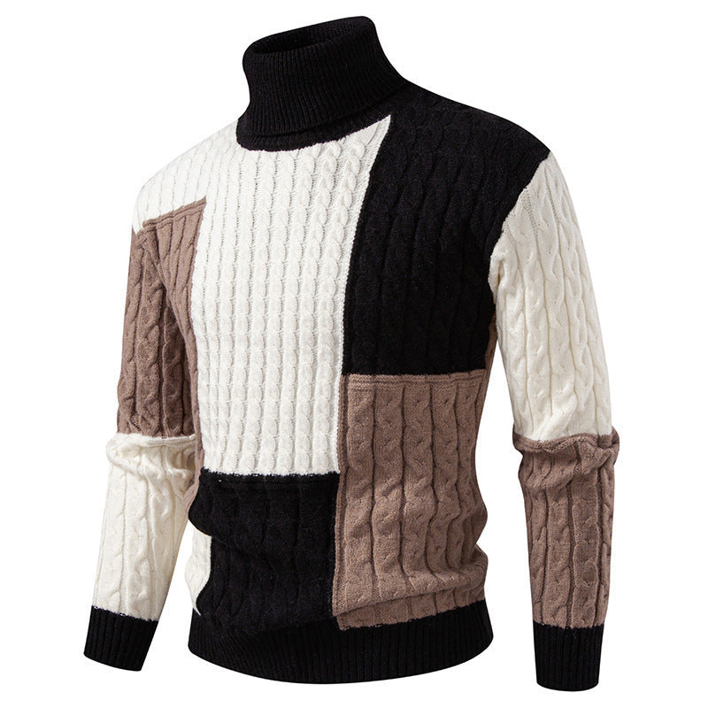 Men's Roll Neck Jumper Modern Knit Design