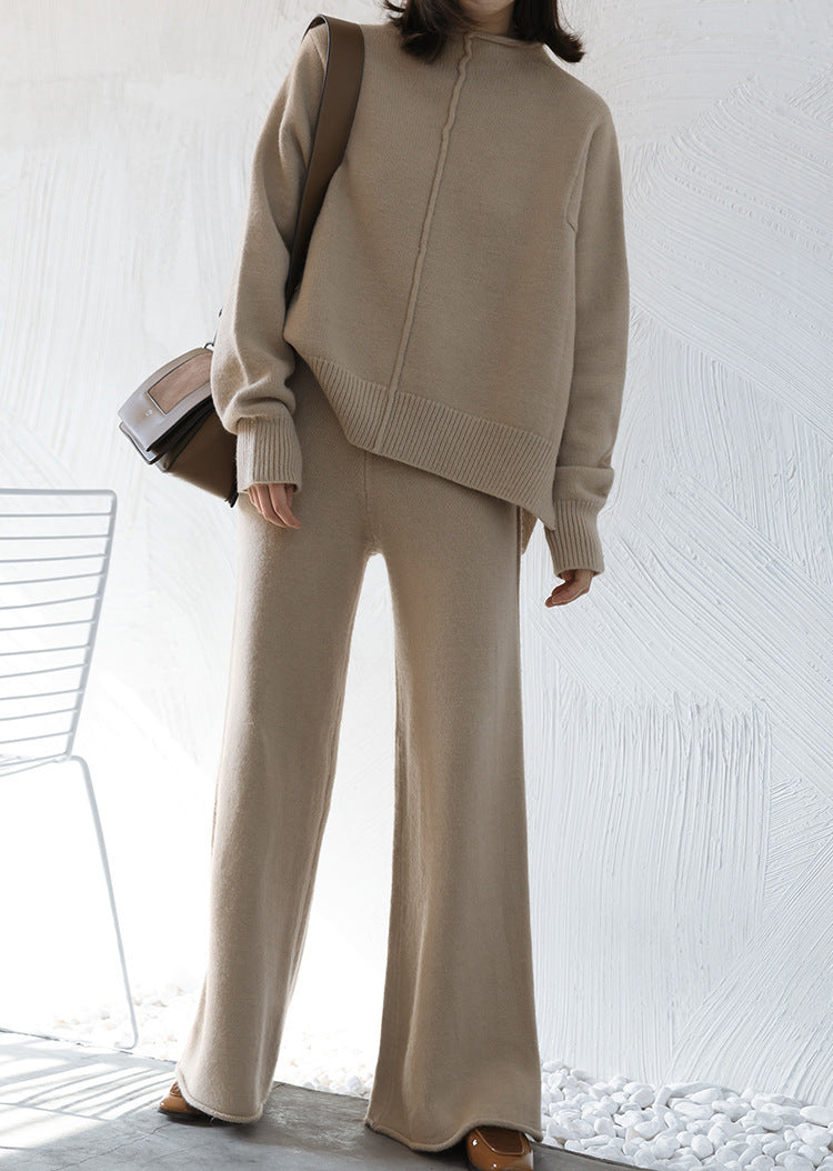 Comfortable Knit Set for Women - Sweater & Pants, Soft Wool Clothing