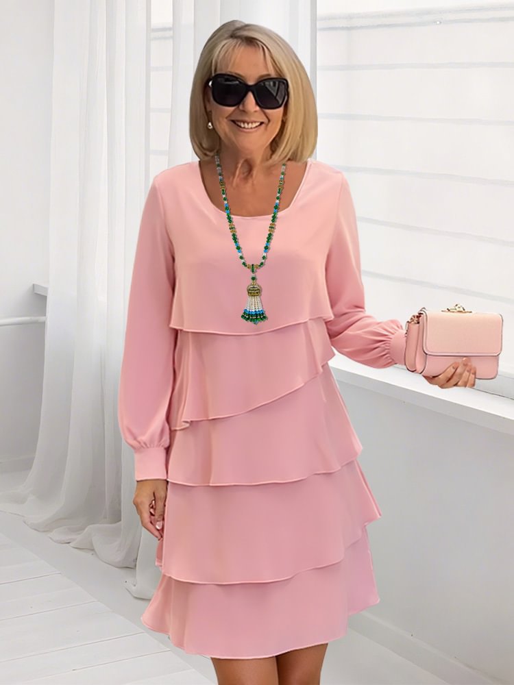 Women's Fashion Dress Long Sleeve Plain Elegant